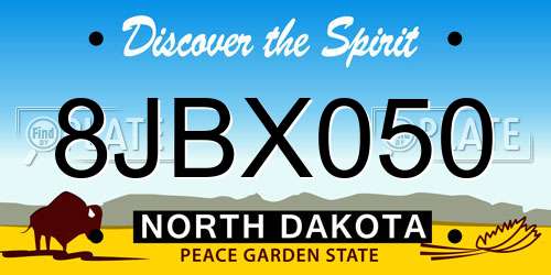 8JBX050 North Dakota License Plate