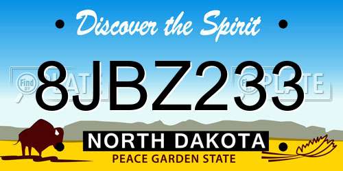 8JBZ233 North Dakota License Plate