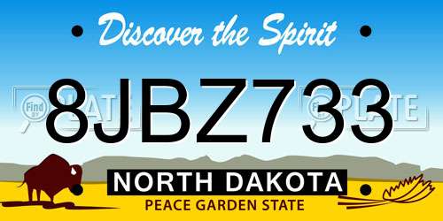 8JBZ733 North Dakota License Plate
