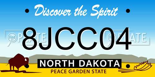8JCC04 North Dakota License Plate