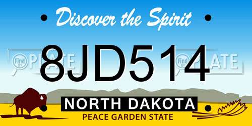 8JD514 North Dakota License Plate