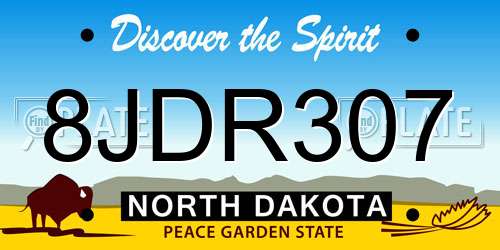 8JDR307 North Dakota License Plate