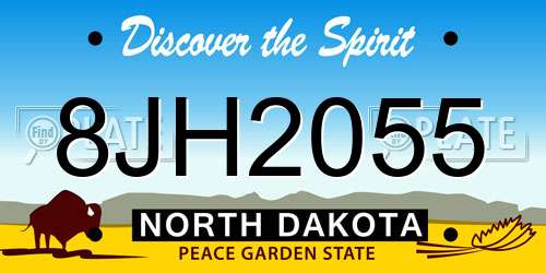 8JH2055 North Dakota License Plate