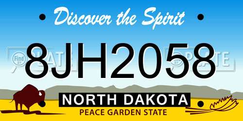 8JH2058 North Dakota License Plate