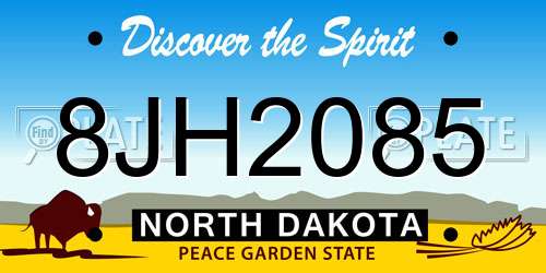 8JH2085 North Dakota License Plate