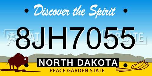 8JH7055 North Dakota License Plate