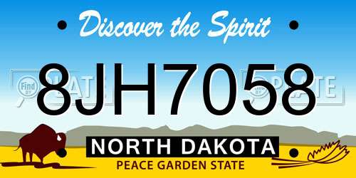 8JH7058 North Dakota License Plate