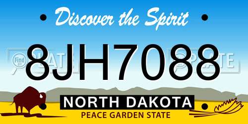 8JH7088 North Dakota License Plate