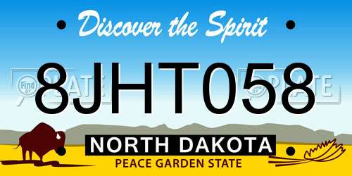 8JHT058 North Dakota License Plate