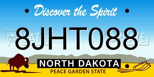 8JHT088 North Dakota License Plate