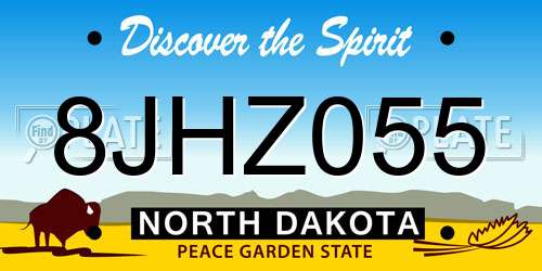 8JHZ055 North Dakota License Plate