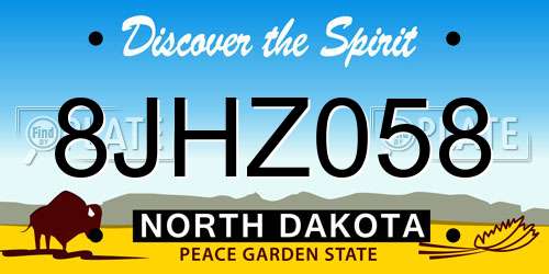 8JHZ058 North Dakota License Plate