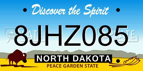 8JHZ085 North Dakota License Plate