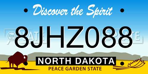 8JHZ088 North Dakota License Plate