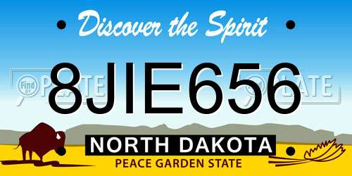 8JIE656 North Dakota License Plate