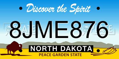 8JME876 North Dakota License Plate