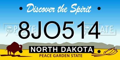 8JO514 North Dakota License Plate