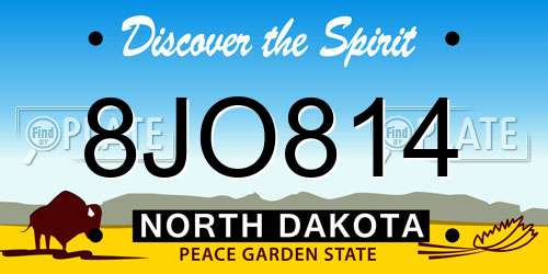 8JO814 North Dakota License Plate