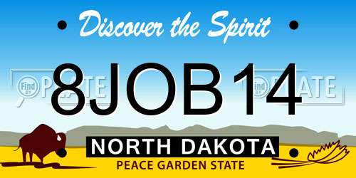 8JOB14 North Dakota License Plate