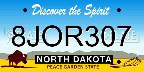 8JOR307 North Dakota License Plate