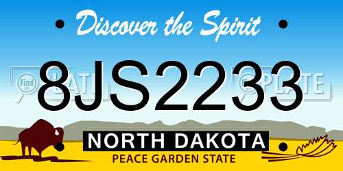 8JS2233 North Dakota License Plate