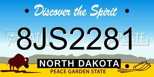 8JS2281 North Dakota License Plate