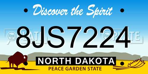 8JS7224 North Dakota License Plate