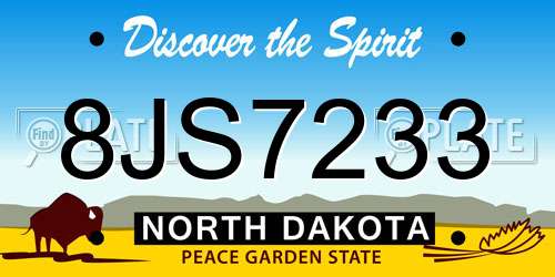 8JS7233 North Dakota License Plate