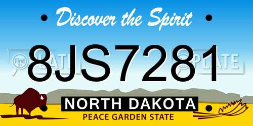 8JS7281 North Dakota License Plate