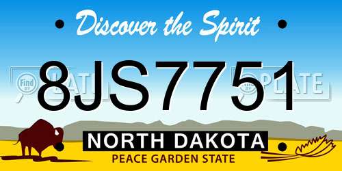 8JS7751 North Dakota License Plate