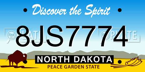 8JS7774 North Dakota License Plate