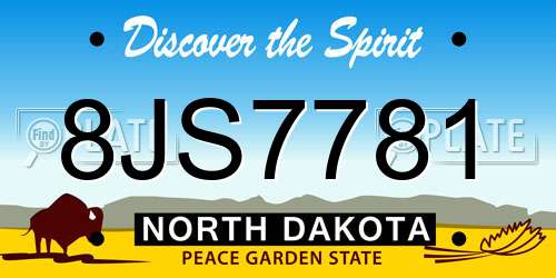 8JS7781 North Dakota License Plate