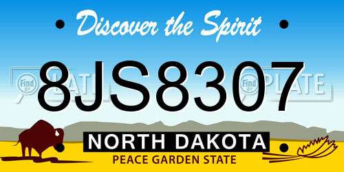 8JS8307 North Dakota License Plate