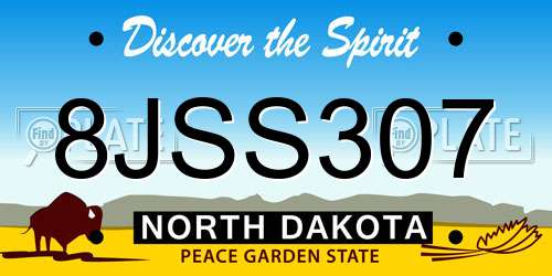 8JSS307 North Dakota License Plate