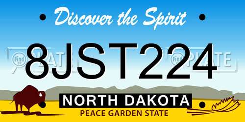 8JST224 North Dakota License Plate
