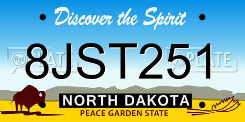 8JST251 North Dakota License Plate