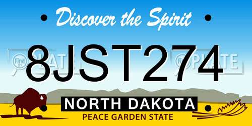 8JST274 North Dakota License Plate