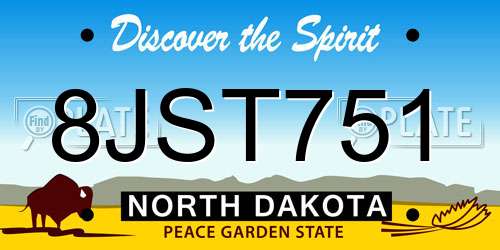 8JST751 North Dakota License Plate