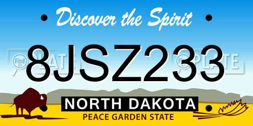 8JSZ233 North Dakota License Plate