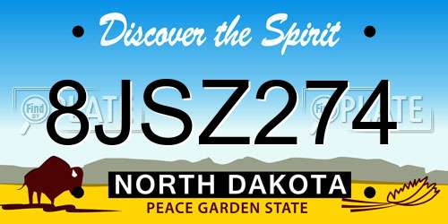 8JSZ274 North Dakota License Plate