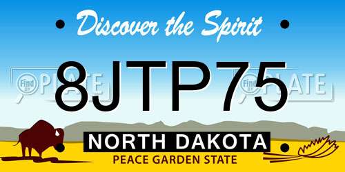 8JTP75 North Dakota License Plate