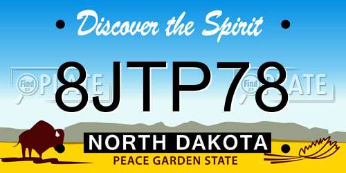 8JTP78 North Dakota License Plate