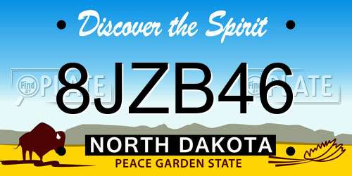 8JZB46 North Dakota License Plate