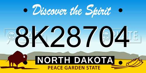 8K28704 North Dakota License Plate