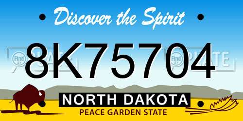8K75704 North Dakota License Plate