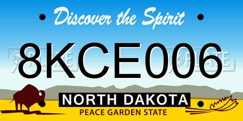 8KCE006 North Dakota License Plate