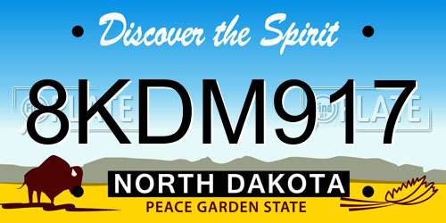 8KDM917 North Dakota License Plate