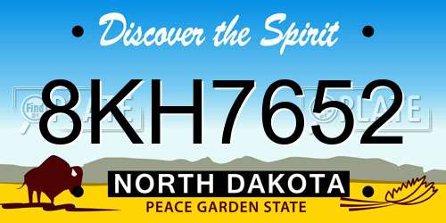 8KH7652 North Dakota License Plate