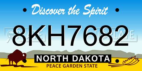 8KH7682 North Dakota License Plate
