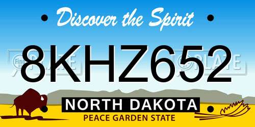 8KHZ652 North Dakota License Plate